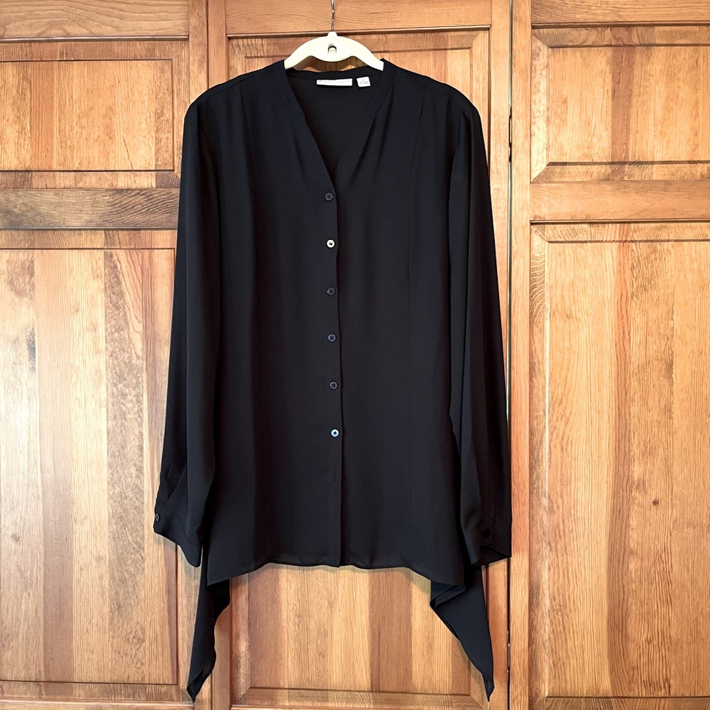 Susan Graver Long Sleeve Button Front Top Size 12